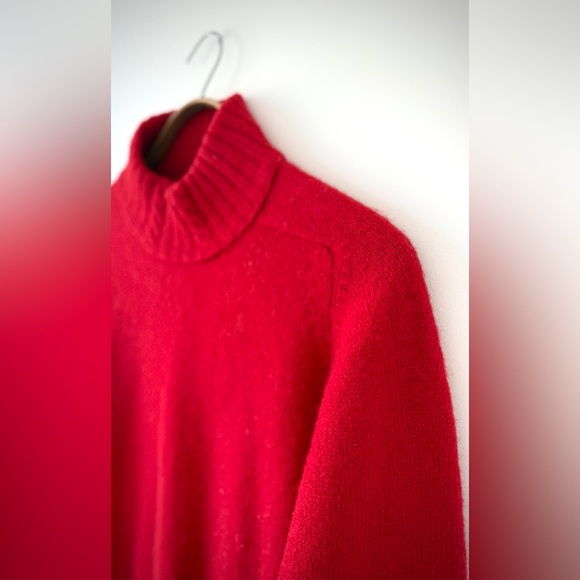 70’s McGregor Vibrant Red Scottish Shetland Wool Turtleneck Sweater - Picture 6 of 8